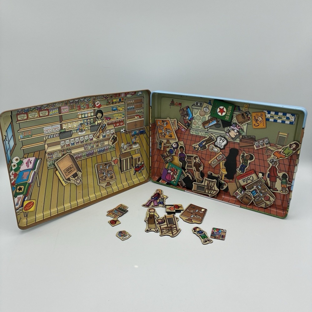 Cracker Barrel Old Country Store Magnetic Play Set In Tin Container Incomplete - Picture 3 of 3